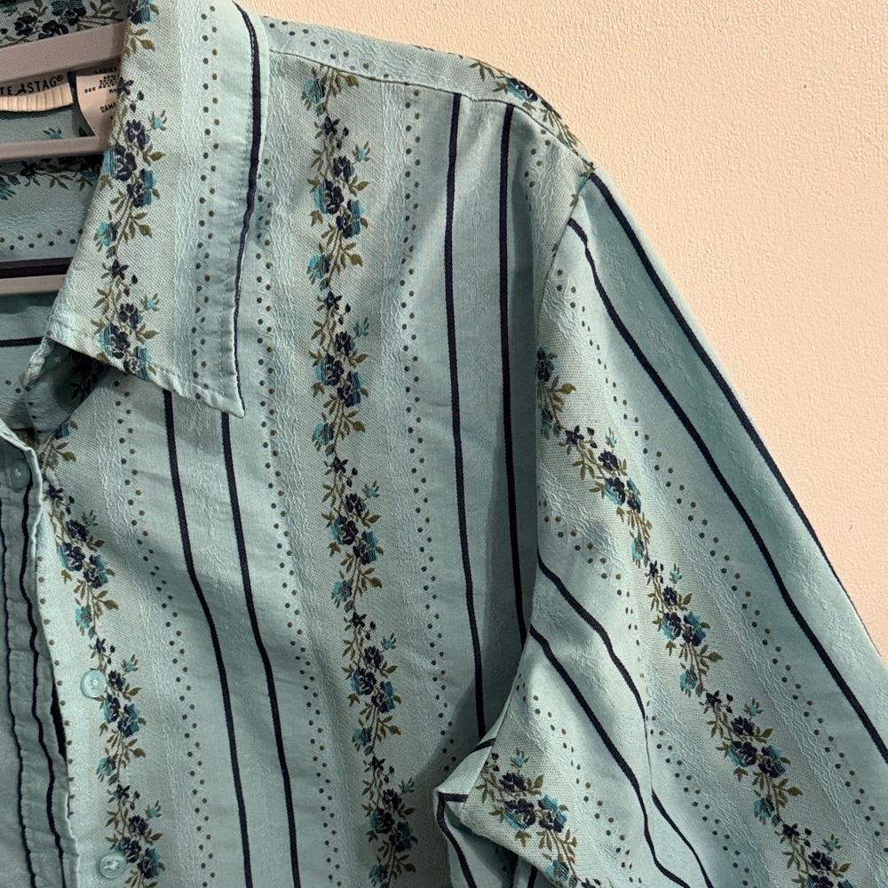 White Stag Teal Striped Vintage Button-Up Shirt - Picture 2 of 4